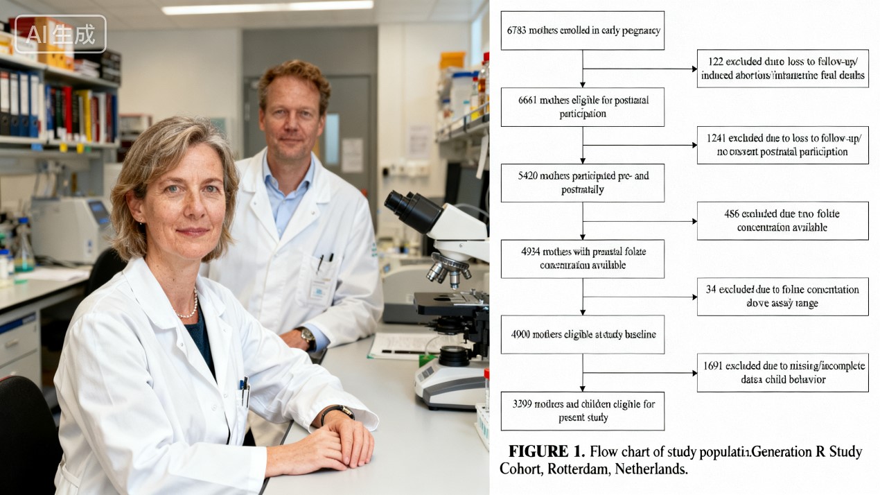 Дефицит на фолиева киселина в ранна бременност → 57% повишен риск от емоционални проблеми при 3-годишни деца (проучване на Generation R), като активният фолат се справя със 78,4% от предизвикателствата на китайското население, свързани с добавките